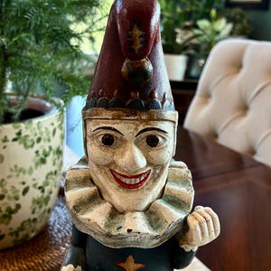 Antique Gran Fabrica Mr Punch Clown Cast Iron Coin Bank 1870s