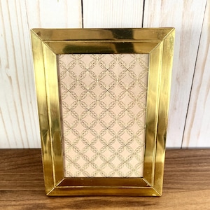 Vintage Solid Brass Picture Frame: Art Deco Gold Photo Frame (3.5” x 5”)