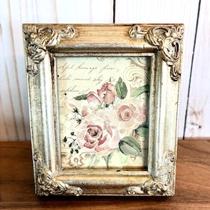 Mini Silver Wooden 2.5” x 3” Photo Frame with Ornate Corner Detailing Small Frame Gifts Miniature Frames