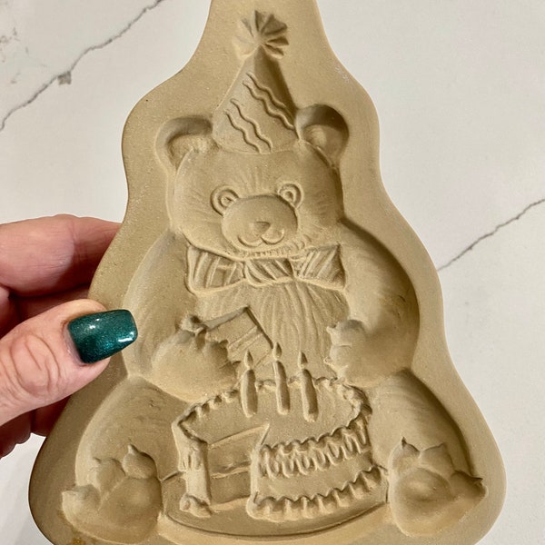 Brown Bag Cookie Art Cookie Mold Pottery Birthday Bear 1989