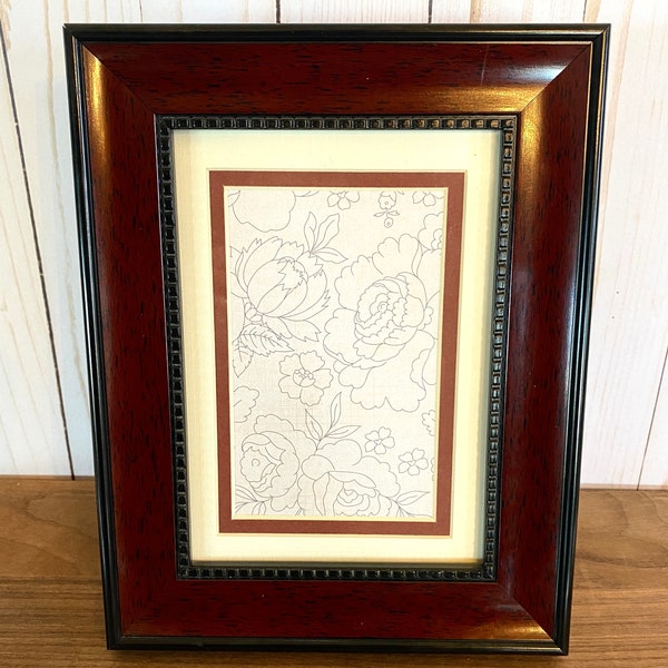 Wooden Burgundy and Brown 5 x 7 without Mat Picture Frame with Glass Horizontal or Vertical Tabletop or Wall Mount Photo Frame