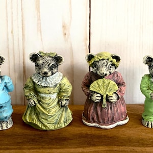 Vintage Mr & Mrs Mouse 2&quot; Miniature Resin Figurines 1990s Jaimy Collection Set of 4