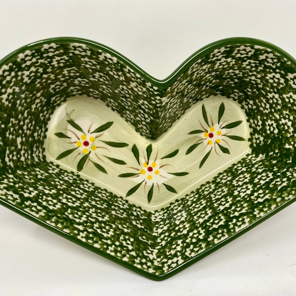 Temptations Ovenware by Tara Heart Shape Bowl Temptations Old World Green Pattern Heart Bowl Bakeware Pieces Valentines Gift