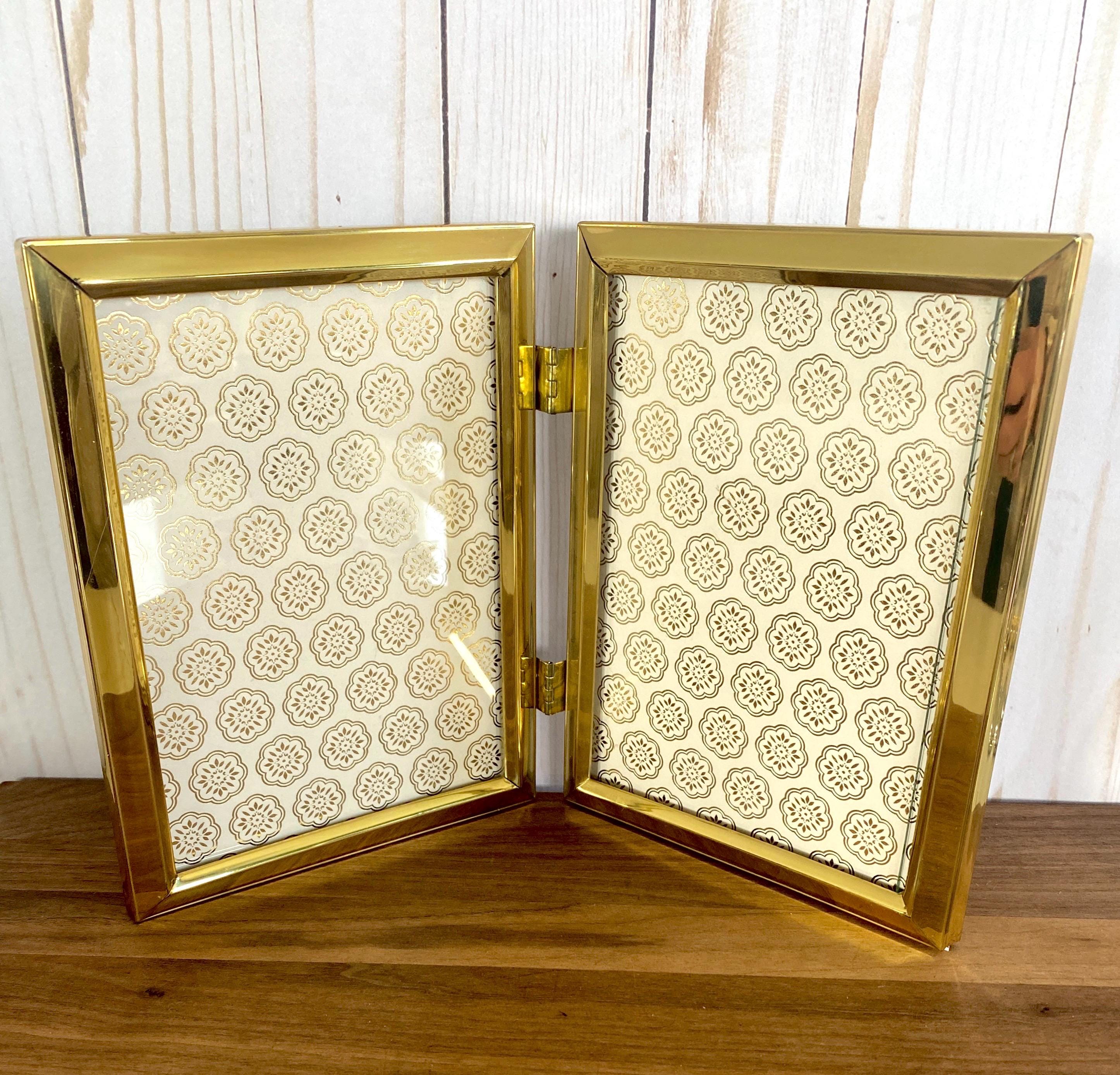 Vintage Brass Bi-fold Picture Frame: 5x7 Double Photo Frame - Etsy