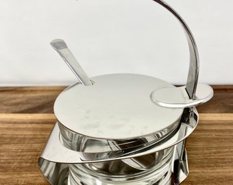 Recipiente vintage para condimentos, mermeladas y conservas de acero inoxidable del diseñador Carlo Giannini MCM Kitchen Decor