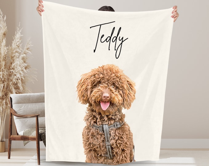 Personalized Pet Blanket Using Pet Photo + Name Custom Dog Blanket Cat Picture Blanket Pet Photo Blanket Dog Portrait Dog Mom Dog Dad Gift