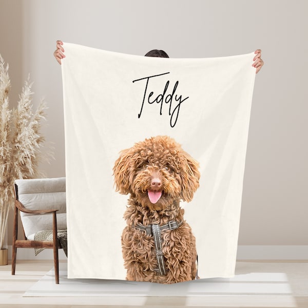 Personalized Pet Blanket Using Pet Photo + Name Custom Dog Blanket Cat Picture Blanket Pet Photo Blanket Dog Portrait Dog Mom Gift