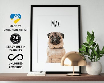 Custom Digital Pet Portraits Using Pet Photo Personalized Digital Dog Portraits Cat Portraits Custom Dog Portraits Custom Pet Art Drawing