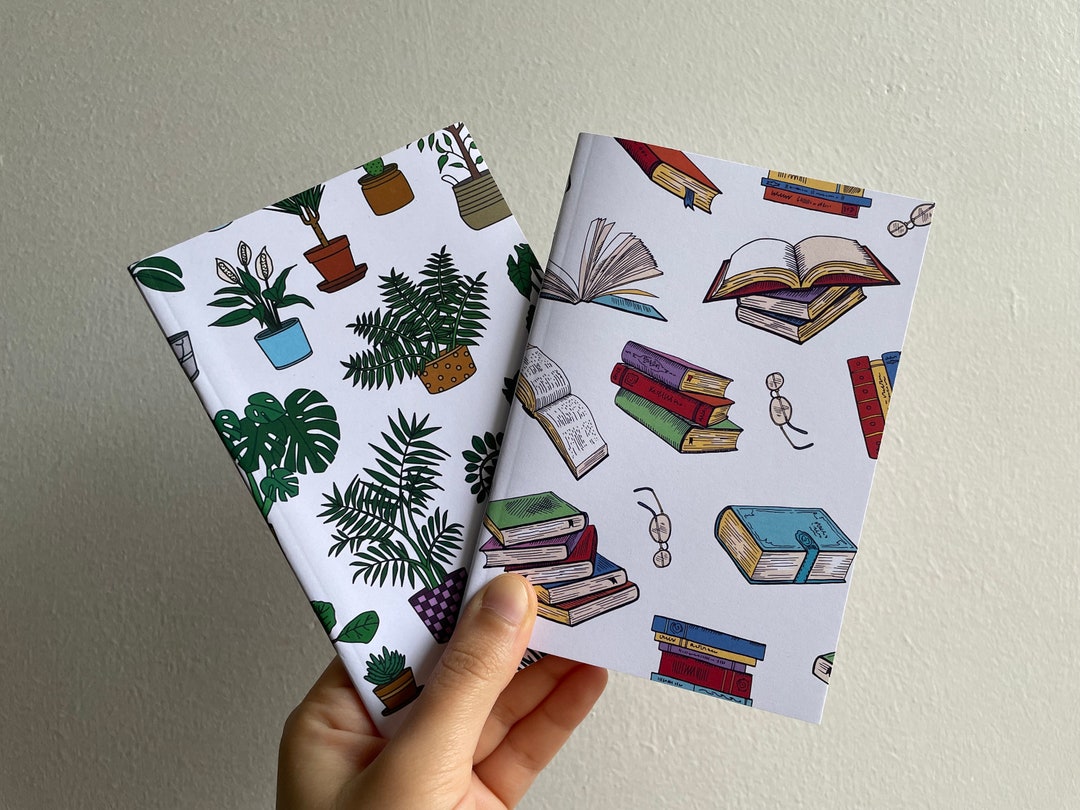 A6 Stacked Books/plant Pots Printed Notebooks Lined Notebook Perfect to Write Notes When You're
