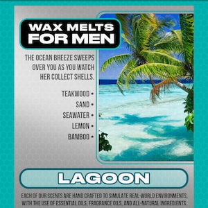 LAGOON wax melt | Gunbarrel Collection -- masculine wax melt, men gift, Dr No, strong wax melt, gifts for men, best man gift, James Bond