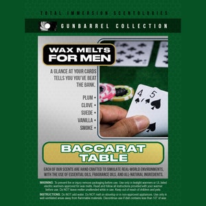 BACCARAT TABLE wax melt | Gunbarrel Collection -- masculine wax melt, men gift, man cave, strong wax melt, best man gift, James Bond