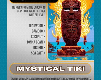 MYSTICAL TIKI wax melt -- masculine wax melt, men gift, man cave, strong wax melt, gift for man, best man gift, beach, ocean, island, fruity