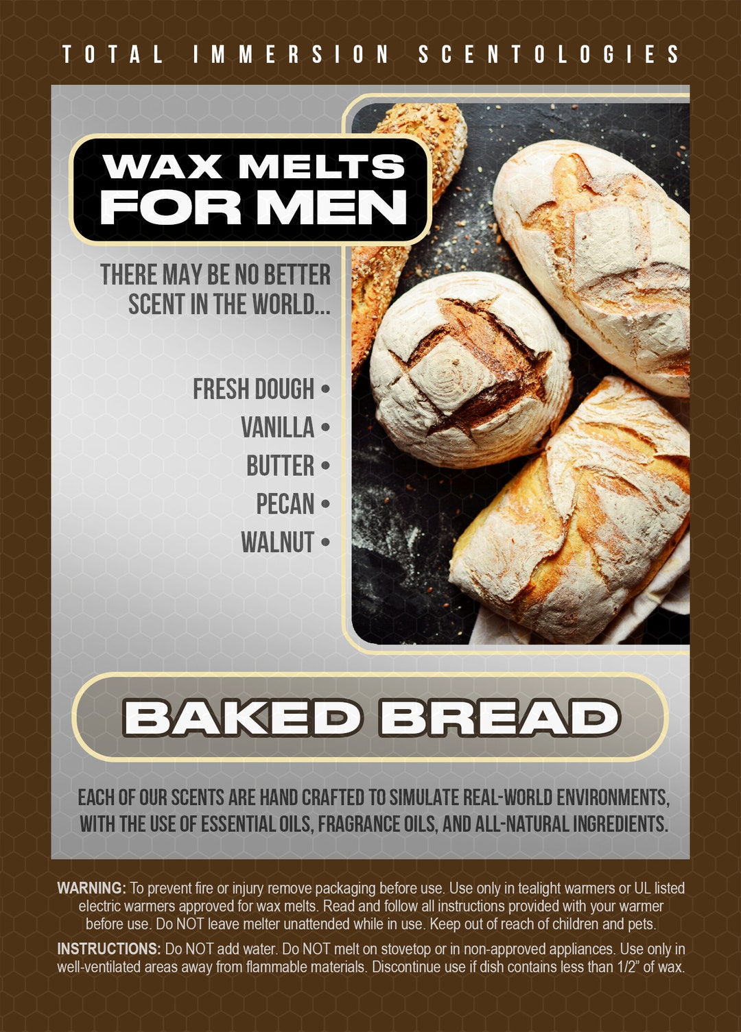 Buy BAKED BREAD Wax Melt Masculine Wax Melt Men Gift Man Cave Online in