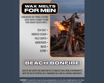 Derretimiento de cera de BEACH BONFIRE: derretimiento de cera masculino, regalo de hombres, cueva de hombre, derretimiento de cera fuerte, regalos para hombres, regalo de padrino, vela, mandíbulas, playa, tiburón