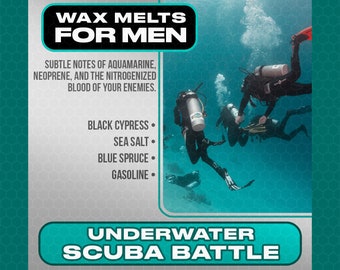 UNDERWATER SCUBA BATTLE wax melt | Gunbarrel Collection -- masculine wax melt, gift, Thunderball, strong wax melt, gifts for men, James Bond