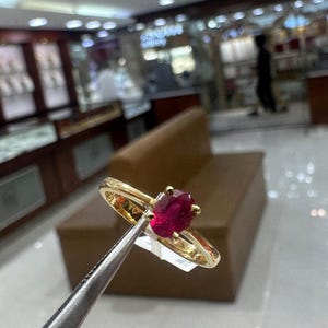 18k solid gold ruby ring engagement ring wedding ring Birthstone ring vintage look ring solitaire ring natural Ruby ring gift ring gift item