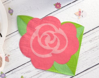 Party Napkins Unicorn Rose Shaped Floral Garden Paper 20 Per Pack