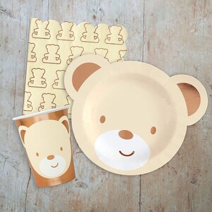 Party Tableware Pack Teddy Bear Themed For 16 Guests Includes Plates Cups and Napkins