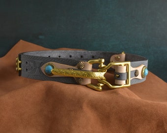 ceinture en cuir véritable de cavalerie vintage / Ceinture en cuir boucle de cavalerie / Cadeau pour hommes / Cadeau d’anniversaire