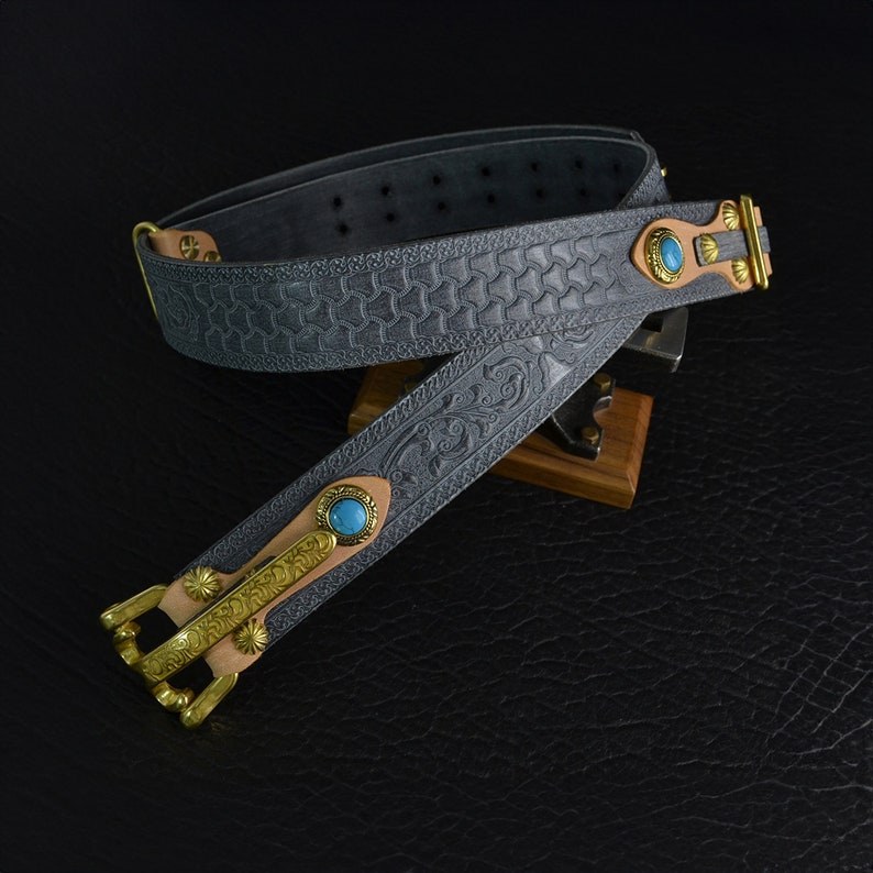 ceinture en cuir véritable de cavalerie vintage / Ceinture en cuir boucle de cavalerie / Cadeau pour hommes / Cadeau danniversaire image 3