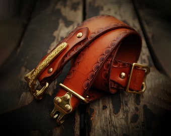 Cinturones de cuero genuino de caballería vintage / Cinturones de hombre occidentales
