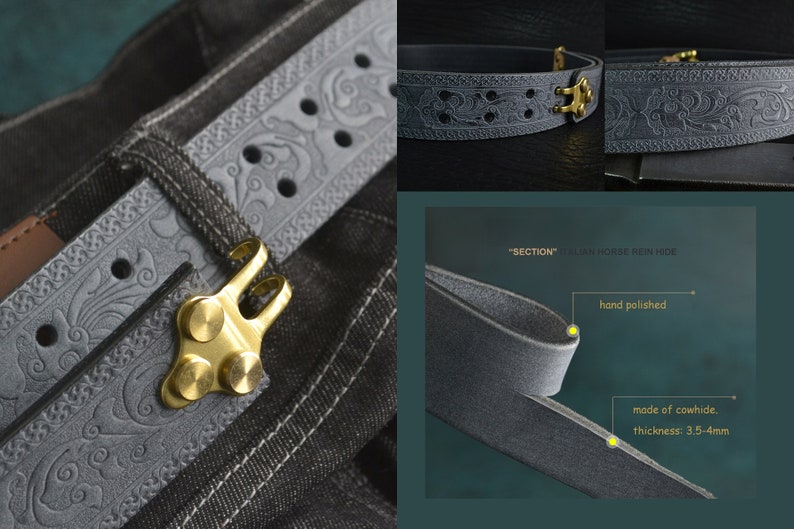 ceinture en cuir véritable de cavalerie vintage / Ceinture en cuir boucle de cavalerie / Cadeau pour hommes / Cadeau danniversaire image 9