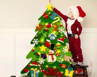 Montessori Christmas tree /kids craft kit/ Felt christmas tree with christmas decorations/ first christmas/ DIY/toddler christmas