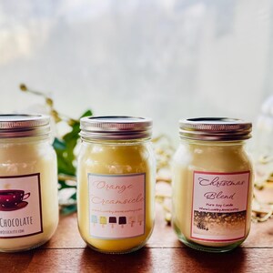 Soy Jar Candle/Choose Your Scent/Container Candle/Spring Candle/Fall Candle/Autumn Candle/16 oz./Hand poured/Housewarming Gift/Pumpkin Spice