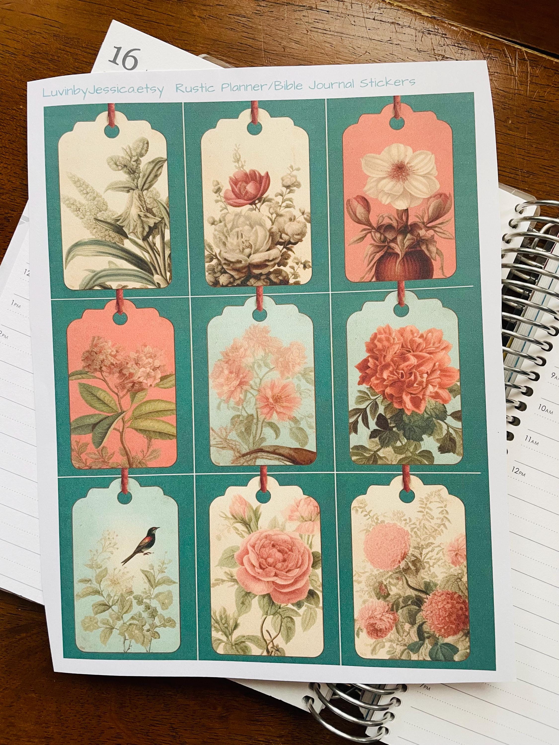 Floral Bible Journaling Stickers, Rustic Planner Stickers - Etsy