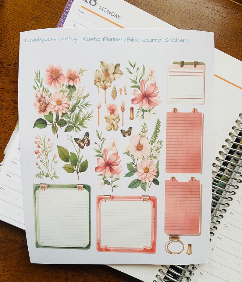 Floral Bible Journaling Stickers, Rustic Planner Stickers - Etsy