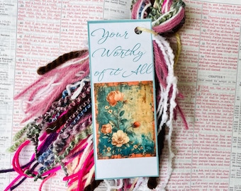 Christian Bookmark with Tassel - Floral Laminated Bible Study Gift