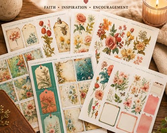 Floral Bible Journaling Stickers, Christian Planner Supplies