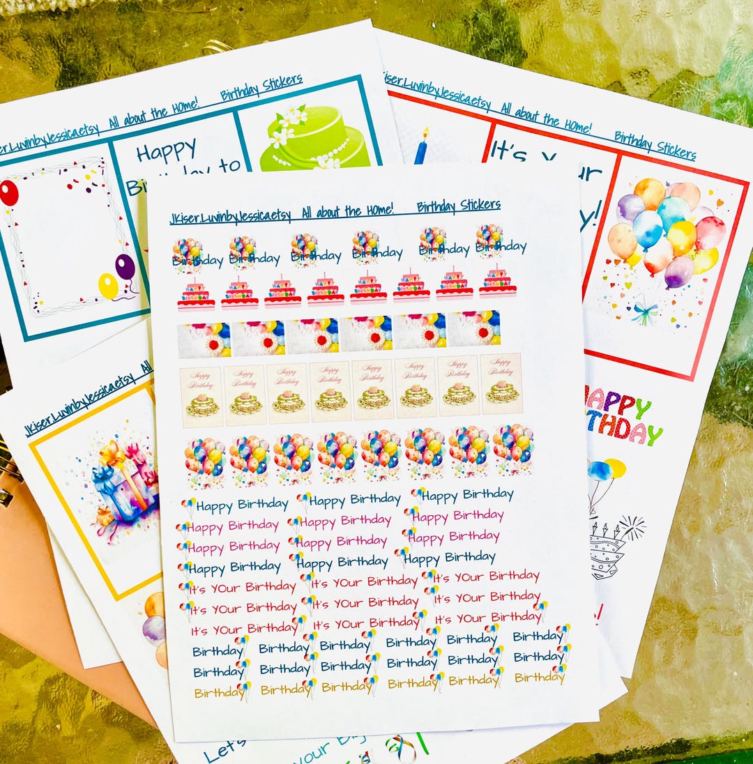 Birthday Stickers, Happy Birthday Stickers for Erin Condren Planner ...