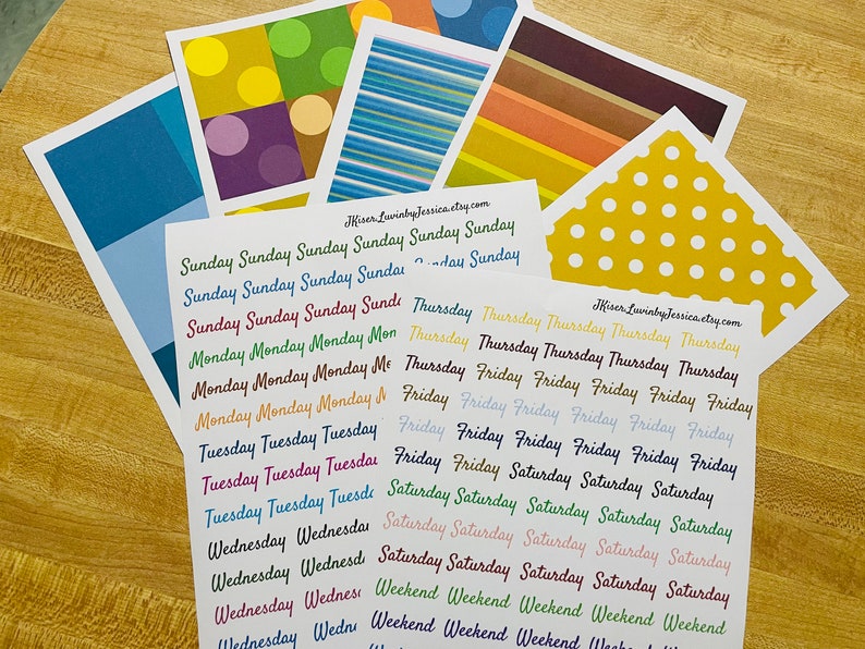 Planner Stickers Full Days of Week Erin Condren Kits Hobonichi Etsy