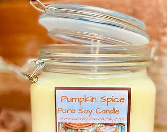 Pumpkin Spice Soy Candle: Handmade Fall Home Decor, Double Wick