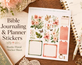 Floral Bible Journaling Stickers, Rustic Planner Stickers