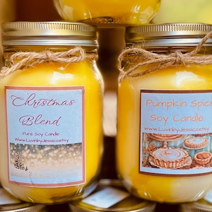 Pumpkin Spice Pure Soy Candle / Herbstkerzen / Herbstkerze / 8-Unzen-Kerze / 16-Unzen-Kerze / personalisierte Geschenke / Herbstdekor / Wohndekor-Herbstdüfte