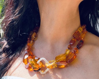 Huge Gemstones Necklace , Unique Natural Gemstone Necklace, Massive Natural Gemstone Necklace , Faceted Unique Necklace