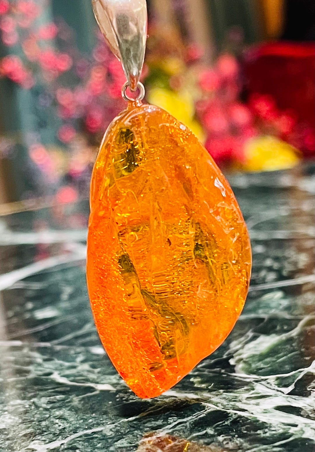 Large Raw Amber Pendant With Fossil Flies , Raw Amber Pendant, Natural ...