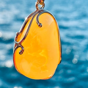 Natural Landscape Amber Pendant , Natural Baltic Amber Pendant , Gold Pendant with Natural Baltic Amber, Amber Pendant for Her