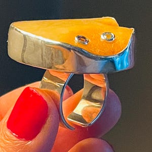 Unique Amber Ring with Topaz & Amethyst , Huge Amber Ring  , Natural amber ring , Handmade amber ring, Adjustable, Contemporary Amber Ring