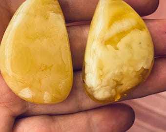 Large White Baltic Amber Earrings: 24K Gold Plated Sterling Silver