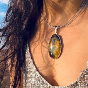 Unique large green amber pendant, Handmade amber pendant, Green amber pendant with fossil inclusions, Amber pendant, Natural Baltic amber