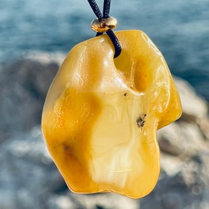 Large amber pendant, Natural white Amber pendant,Raw amber pendant for Man , Amber pendant for Woman, Red amber pendant, Adjustable length