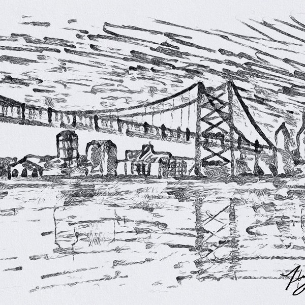 Ben Franklin Bridge - Black & White