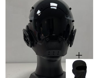 Masque de guerrier Cyberpunk noir, casque de masque de festival de fête de cosplay spatial Rave Ninja Cyberpunk, masque mécanique Ninja, masque de crâne