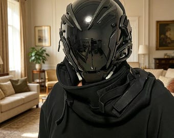 Cyberpunk mask Cyber mask Samurai helmet Tactical helmet Cosplay,Futuristic Design helmet Adjustable strap