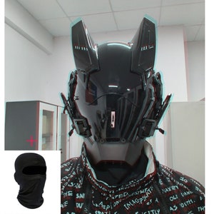 Black Cyberpunk Warrior Mask, Role Playing Helmet, Halloween Party Music Festival Accessories, Ninja Mechanical Mask, Skull Mask