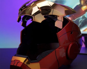 thumbnail image 2 of AutoKing 1:1 Scale Iron Man MK5 Helmet - Electroplated Gold/Red, Voice Control, Wearable (2025) 2 of 5