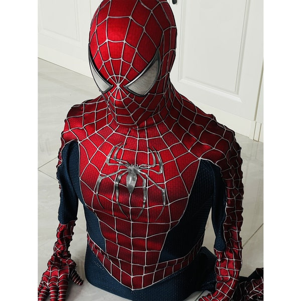 Personalizzazione del costume di Spider-Man. Maschera personalizzata Sam Raimi Spider-Man, con maschera e costume da gioco di ruolo Spider-Man in rete 3D, copia cinematografica indossabile